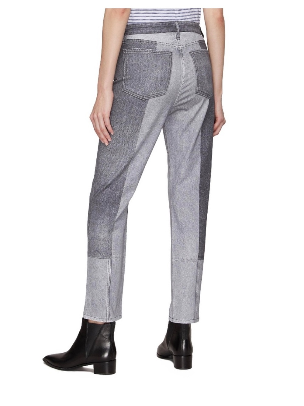 Rag & Bone Miramar Wren Slim Straight Pants Byron Greyscale Faux Denim Womens 28 - Picture 2 of 15